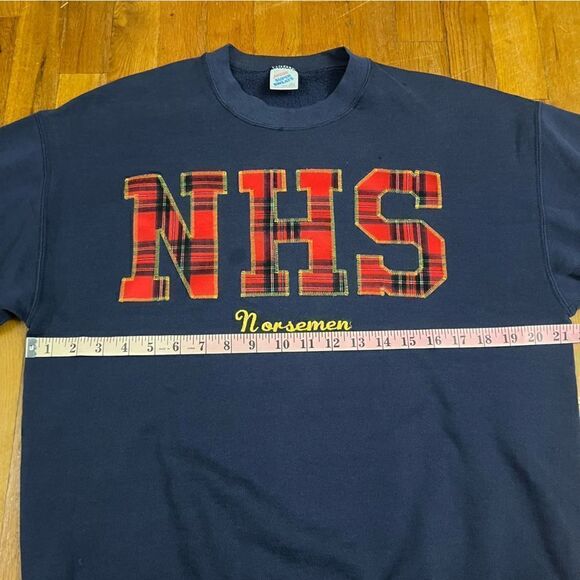 Vintage Jerzees NHS Horseman Plaid Lettering Crew Sweatshirt - Picture 5 of 5